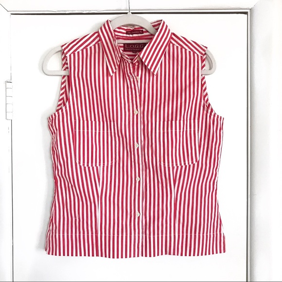 ♦️L.O.G.G RED WHITE STRIPE OPEN SHOULDER TOP! - Picture 7 of 12
